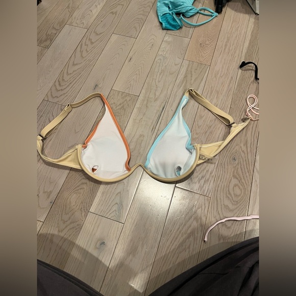 Orange and Blue Triangle Bikini Top Swimwear - Picture 2 of 3